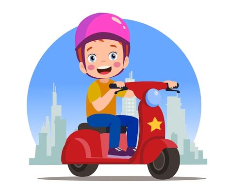 Premium Vector Cartoon Delivery Boy Riding A Scooter