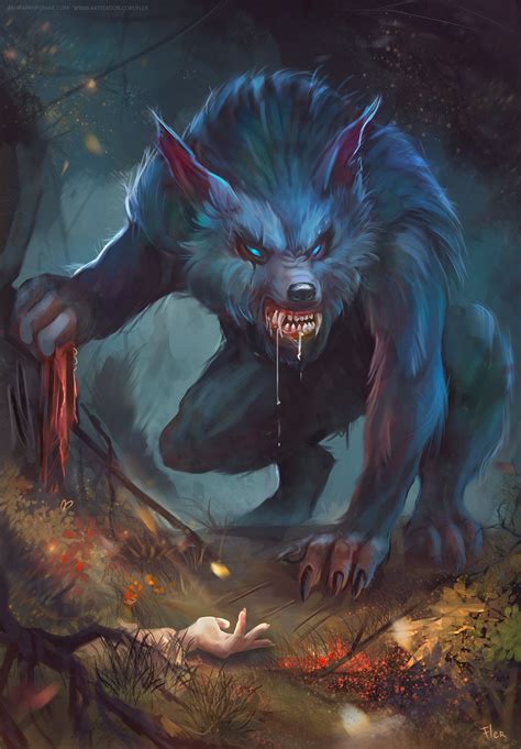 Werewolf Fantasy Illustration Myths And Legends Dead Girl S Hand 2D