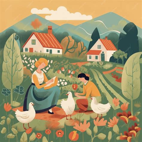 Free Photo | Farm landscape cartoon illustration