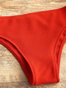 46 OFF 2021 Ribbed Texture Bandeau Bikini Set In RED ZAFUL