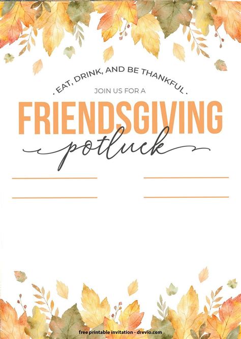 Free Thanksgiving Potluck Invitation Templates