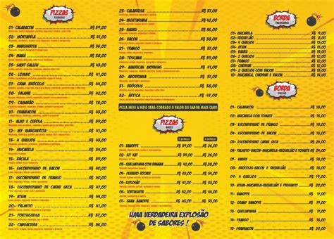 Menu em Pizzaria BooM explosão de sabores Campos do Jordão