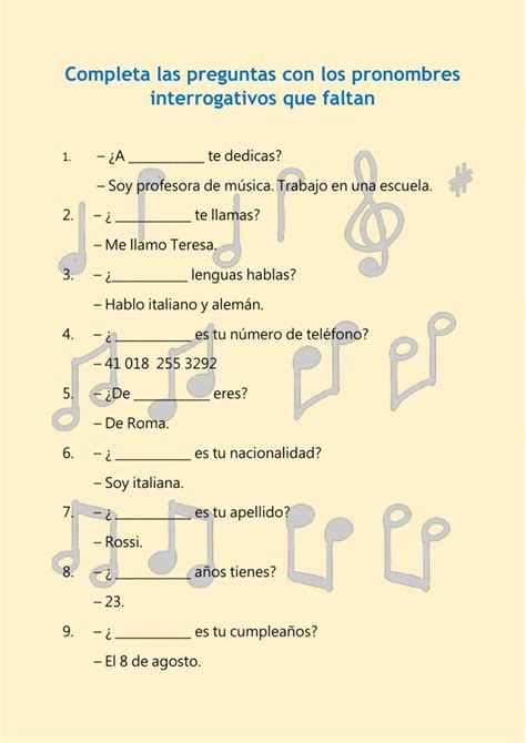 Pronombres Interrogativos Ejercicios Pdf