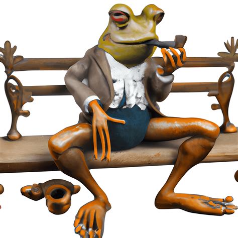 Handsome Frog Sitting On A Bench · Creative Fabrica