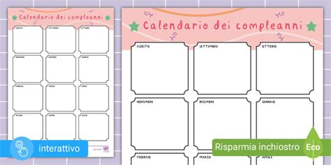 Calendario Compleanni Da Stampare Twinkl Lehrer Gemacht