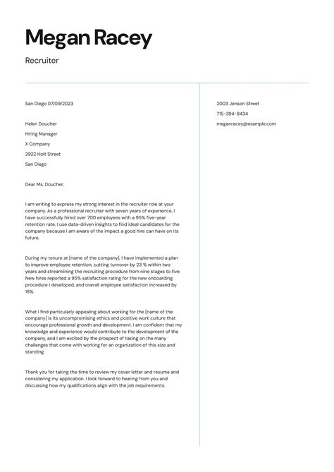 Cover Letter To Recruiter