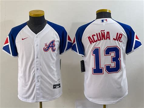 Atlanta Braves 13 Ronald Acuna Jr Youth White 2023 City Connect