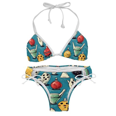 Bowling Swim Wear Detachable Sponge Adjustable Strap Bikini Set Two