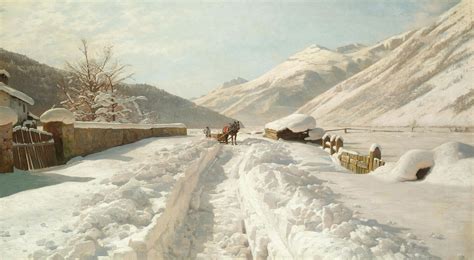 Peder Monsted Winter In Ponte Campovasto Switzerland Canvas Print 16 X