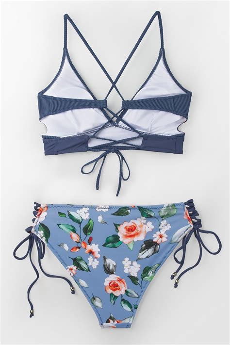 Triangel Bikini Set Mit Schn Rung In Blau Cupshe Deutschland