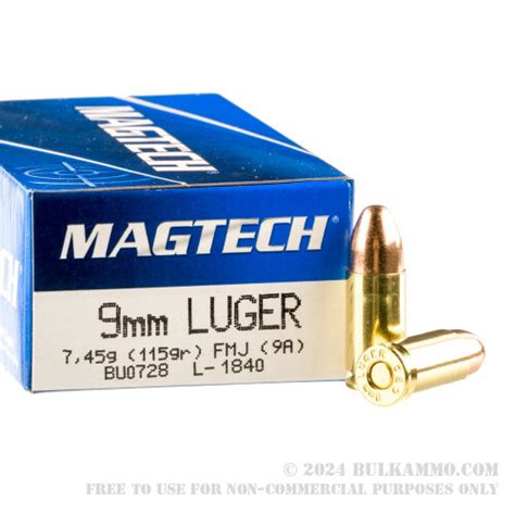 1000 Rounds Of Bulk 9mm Ammo By Magtech 115gr FMJ