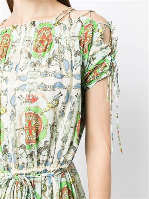 Tory Burch Printed Silk Dress In Green ModeSens