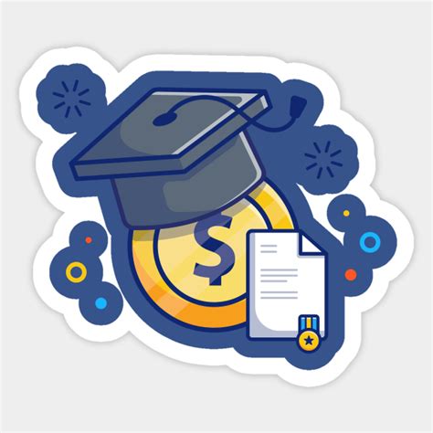 Scholarship Certificate Badge Coin And Graduation Cap Cartoon