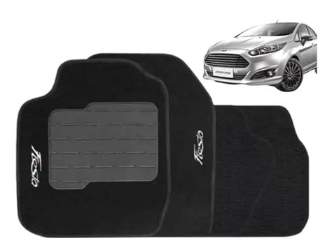 Jogo Tapete Carpete Ford New Fiesta Hatch Sedan Logo Bordado