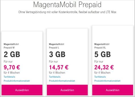 Telekom Prepaid Tarife Bis Zu 5 GB LTE 5G Option