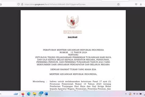 Rincian Besaran THR ASN 2024 Sri Mulyani Resmi Sahkan PMK No 15 Tahun