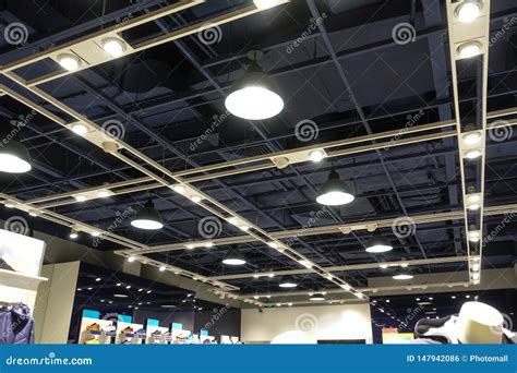 Led Light On Shop Ceiling In Modern Commercial Building Editorial Photo