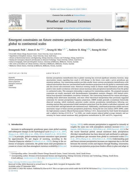 PDF Emergent Constraints On Future Extreme Precipitation