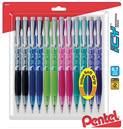 Pentel Icy Mechanical Pencils 0 7mm 2 Lead Assorted Barrel Colors Pack