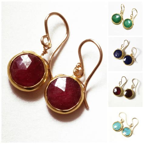 Red Ruby Earrings 18k Gold Real Rubies Precious Gemstone