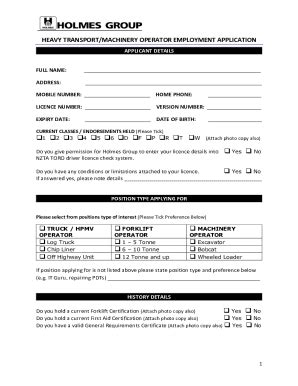 Fillable Online Holmes Group Application Form As Of 20SEP19 Copy Fax