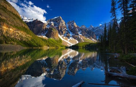 Wallpaper Trees Mountains Lake Reflection Canada Albert Banff