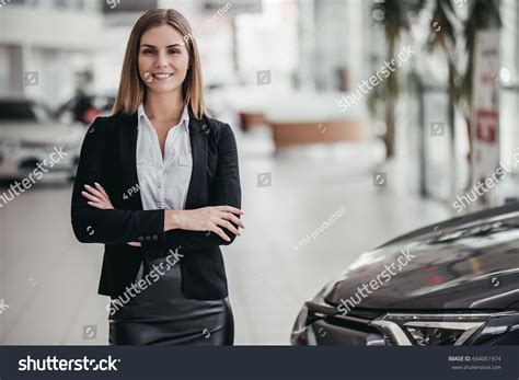 Professional Female Salesperson Car Dealership Stock Photo 664061974 ...