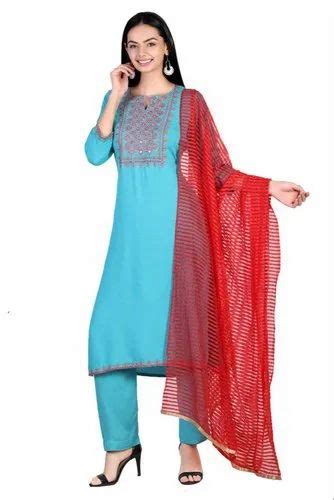 Cotton Culture Stitched Ladies Rayon Straight Suit Handwash At Rs 1299