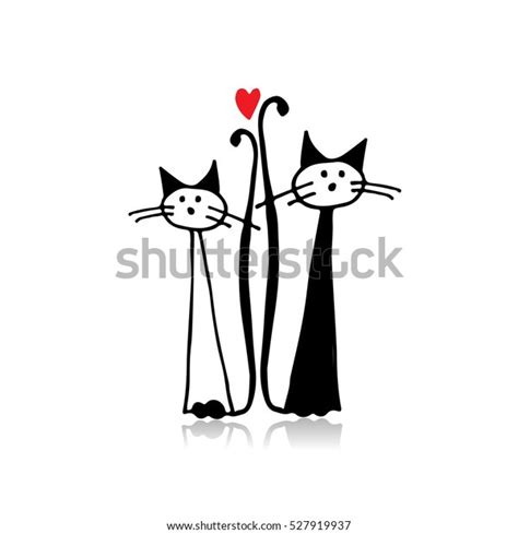 Couple Cat Sketch Your Design Stock Vector (Royalty Free) 527919937