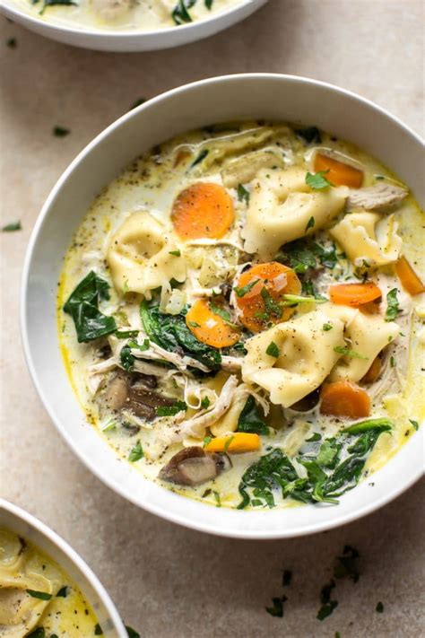 Creamy Spinach Tortellini Soup With Chicken • Salt And Lavender