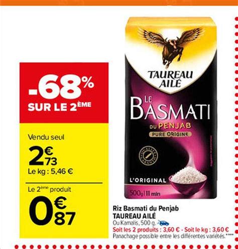 Offre Riz Basmati Du Penjab Taureau Ail Chez Carrefour Market