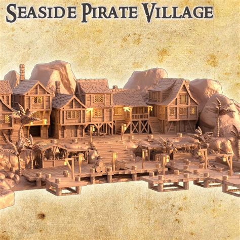 3d Printable Seaside Pirate Village Tabletop Terrain 28 Mm By