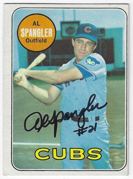 Autographed Al Spangler Chicago Cubs Topps Card Main Line Autographs