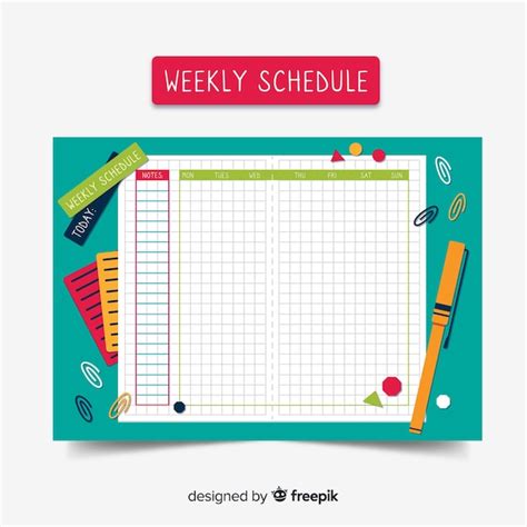 Plantilla Colorida De Horario Semanal Con Diseño Plano Vector Gratis