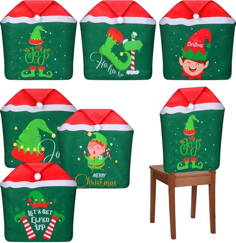 Amazon 6 Pcs Christmas Back Chair Cover Elf Hat Elf Leg And Cute