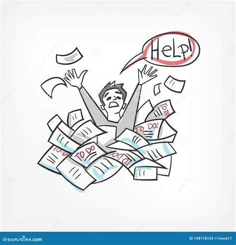 Bureaucracy Vector Illustration Concept Documents Sketch Doodle