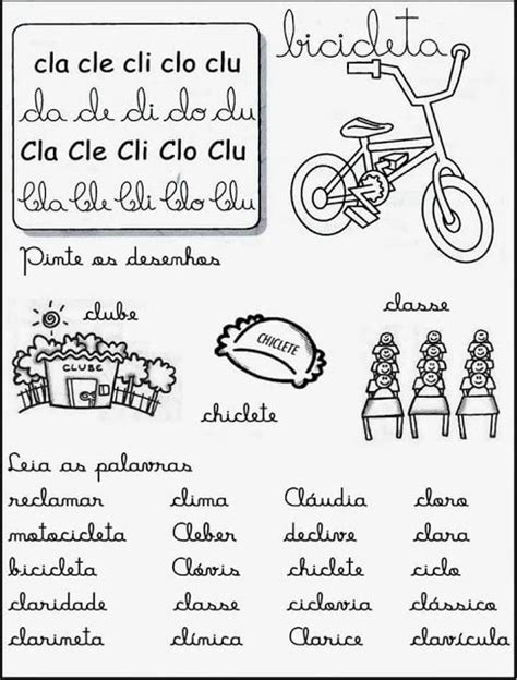 Cla Cle Cli Clo Clu - Fichas de Leitura com Sílabas Complexas - CLA - CLE - CLI - CLO - CLU ...