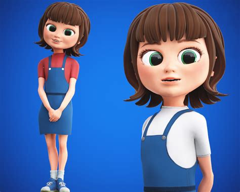 3d Stylized Cartoon Girl Character Rigged Turbosquid 1986389