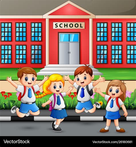 Happy student going to school Royalty Free Vector Image