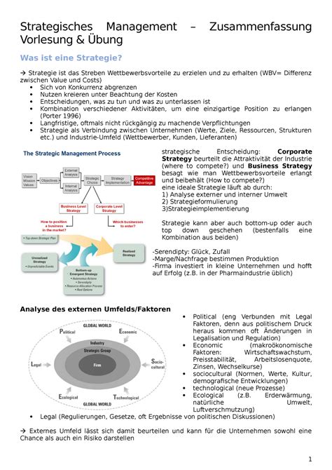 Zusammenfassung Strategisches Management Strategisches Management