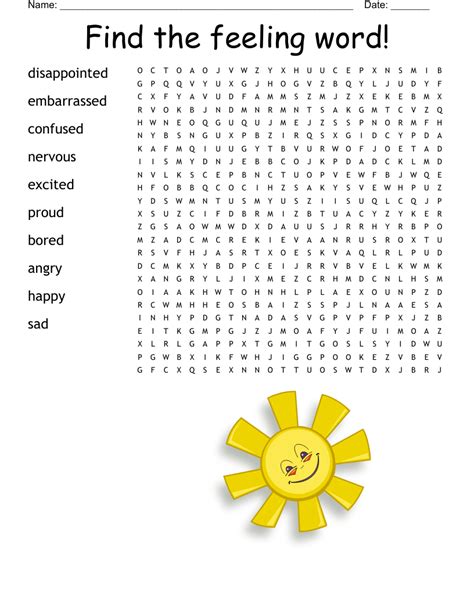 Emotions And Feelings Word Search Wordmint