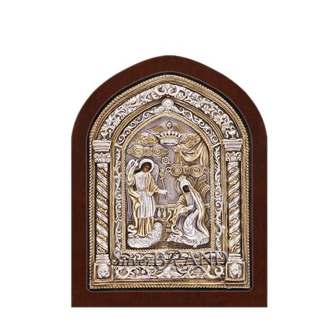 The Annunciation Of Tinos Greek Orthodox Silver Icon 23x18cm Gold