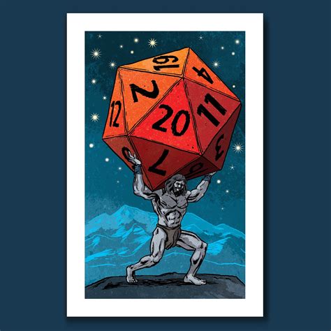 ATLAS ROLLED - D20 RPG DnD 20 Sided Dice - Pop Art Print 11x17 by Rob ...