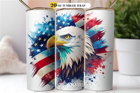 American Eagle Flag July 4th Tumbler Png Graphic By Cutie Kate Studio