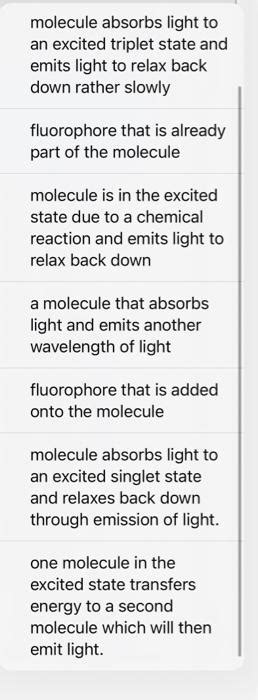 Solved Match Each Term With Its Description Chromophore Chegg