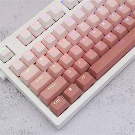 109 Pcs Pink Gradient Translucent Keycap Set Top Side Print Keycap