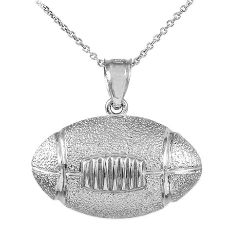 Sterling Silver Football Charm Pendant Necklace H Ln H G