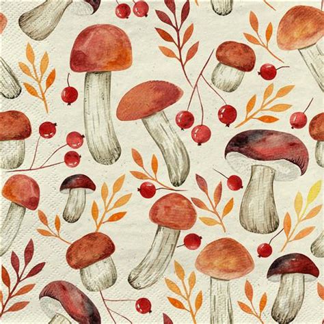 Servietten Gras Autumn Mushrooms Serviettenshop Serviettenshop