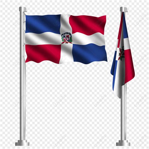 Emblema Nacional Cruz Roja Azul Ondeando Bandera Dominicana día