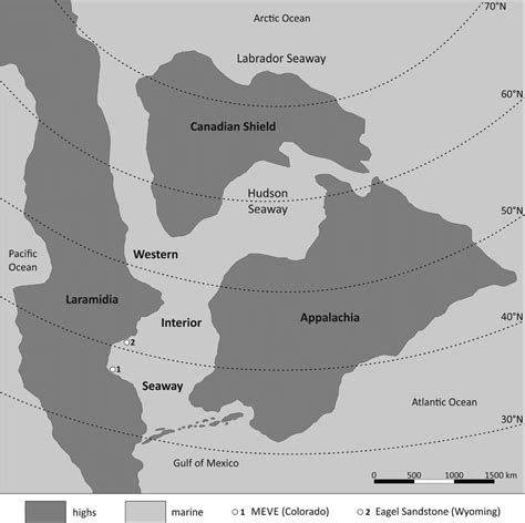 General Paleogeographic Map Of North America During The Late Cretaceous